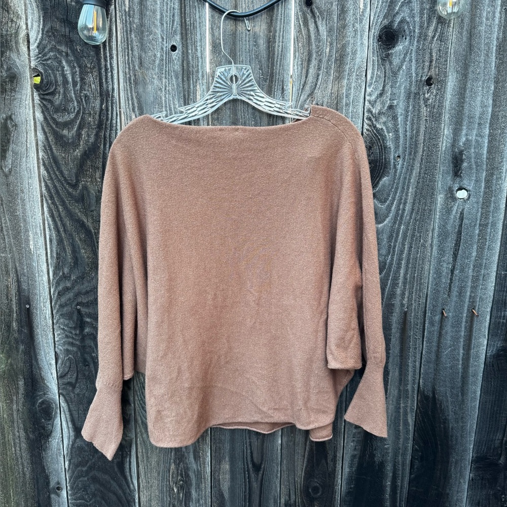 Kerisma Women’s Reddish Brown Crew Neck Off the Shoulder Sweater Russet Brown SM - Picture 3 of 5